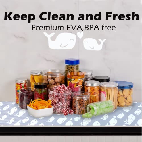 Shelf Liners For Kitchen Cabinets 20 Inch Wide X 20 Ft Non Slip Drawer Protective Liners Washable Oil-Proof Thicken Kitchen Cabinet Liners Mat For Refrigerator Shelf Wire Shelf Pantry Whale Pattern #TOP4