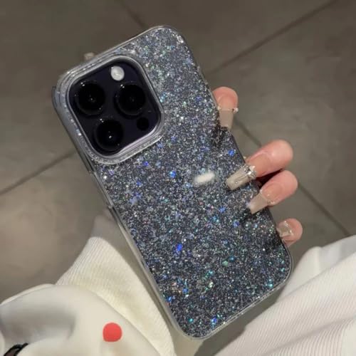 Coque transparente antichoc pour iPhone 14 Pro Max style paillettes