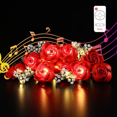 BRIKSMAX Kit de luces para ramo de rosas Lego (versión musical) – Iluminación LED compatible con Lego Icons 10328 Juego de construcción para el día de San Valentín (no incluye juego de Lego)