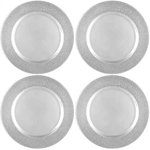 com-four® 4x Platzteller glitzern - Wiederverwendbare Unterteller als Tischdekoration Cover