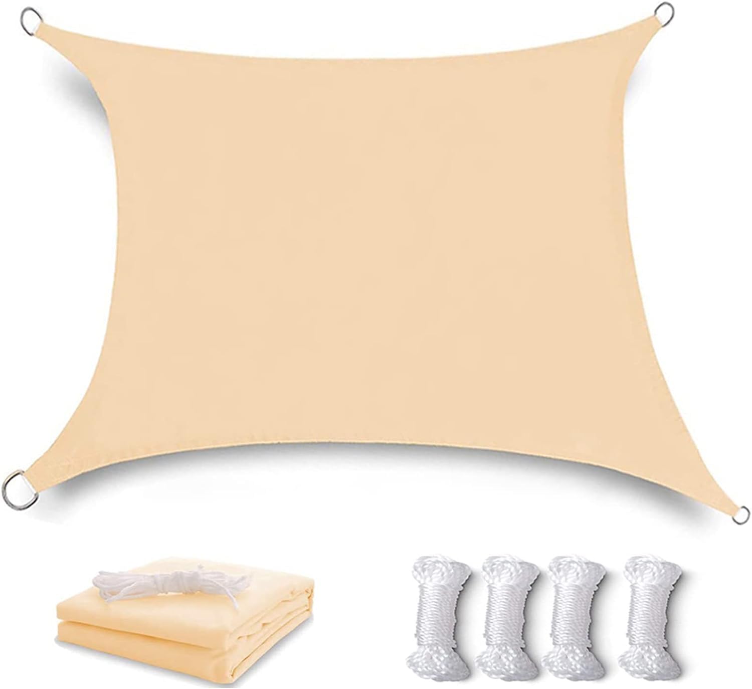 3 x 4 m Rectangle Canopy, Waterproof UV Block Sunshade With Rope for Swimming Pool Patio Backyard Lawn Garden Outdoor Activities (Yellow 3X5 M)