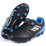  Fussballschuhe Kinder Jungen 34 Fußballschuhe FG/AG Football Shoes Unisex Low Top Fussball Schuhe Junge Klettverschluss Outdoor Sportschuhe Trainingsschuhe Halle Turnschuhe Schwarz