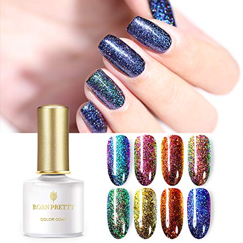 Born Pretty Peacock Holographic Gel Glitter Soak Off UV Gel Polish Nail Art manicuring Varnish 8 Clolors Set