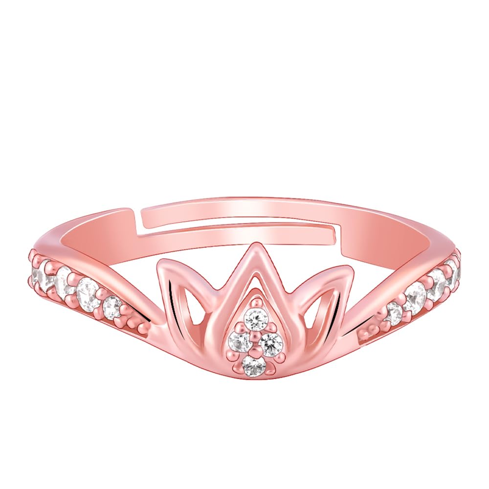GIVA 925 Silver Rose Gold Mridul Kamal Ring, Adjustable | Gifts for Women and Girls | With Certificate of Authenticity and 925 Stamp | 6 Months Warranty