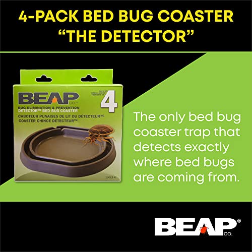 Beapco 10013 (Gray) 4-Pack Eco Friendly Bug Traps For Bed-Frame Legs | Reliable Insect Detectors, Interceptor, And Monitor For Pest Control And Treatment #TOP4