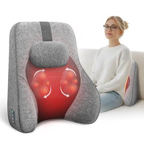 Comfier Masajeador de Espalda, Masajeador Cervical y Espalda Shiatsu para Silla de Oficina, Cojín de Masaje Eléctrico para Aliviar el Dolor, Casa, 2 Ajustes de Calor, Regalos Originales para Mujer