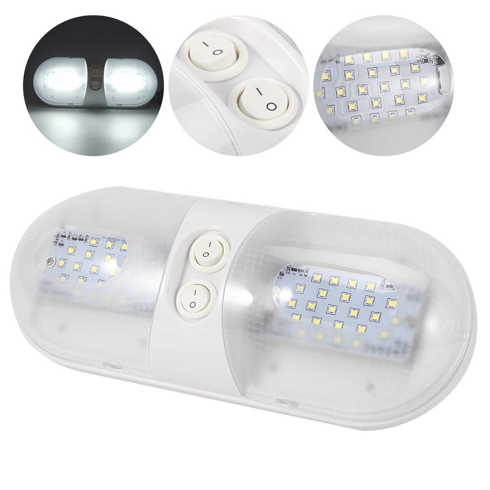 Plafonnier, Qiilu LED plafonnier, 12V 800lm dôme plafonnier LED plafonnier ovale pour voiture RV remorque camping-car bateau