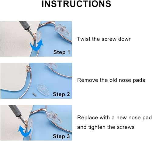 Miniatura 7 de Almohadillas de silicona suave para la nariz, 6 pares de almohadillas de nariz con núcleo de metal atornillado, kit de reparación de almohadillas