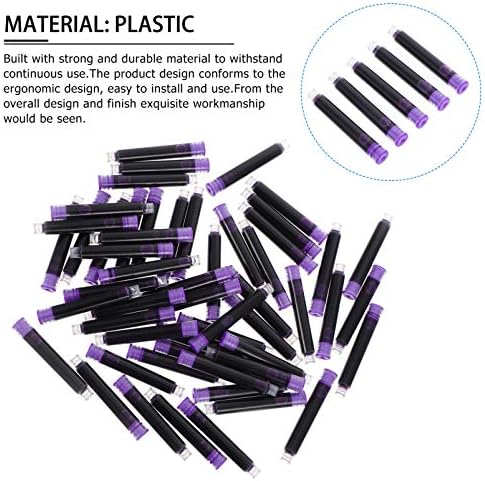 NUOBESTY 50pcs Fountain Pen Ink Cartridges Refill Ink Cartridges Purple