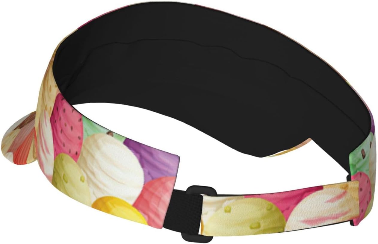 Ice Cream Print Sports Sun Visor Hats,Adjustable Sun Caps for Men Women Adults Lightweight