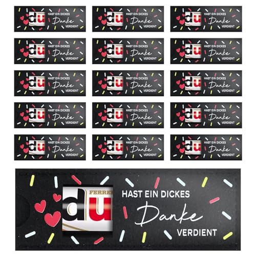15pcs Dankeschön Geschenke - Du hast ein dickes Danke verdient Geschenk für Kollegen Teams - Hülle Filz Geschenk Verpackung,Ohne Schokolade