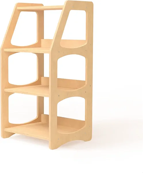 WOOD&ROOM Montessori Bookshelf for Toddlers - Toy Storage Shelf Organizer for Nursery, Playroom and Classroom - Floor Bookshelf for Kids - Small Display Rack for Books and Toys - Wooden Kids Bookcase