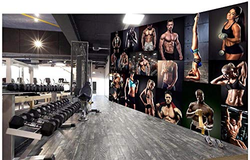 Lavnox Papel pintado no tejido XXL autoadhesivo impermeable murales 3D Gimnasio yoga belleza boxeo ejercicio entrenamiento gimnasio 208x146cm Decoración de la dormitorio de la sala de estar Cover