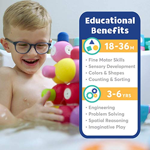 Blockaroo Magnetic Foam Building Blocks - STEM Construction Toys for Boys and Girls, Soft Foam Blocks Develop Early Learning Skills, The Ultimate Bath Toys for Toddlers & Kids - Speed Boat Set