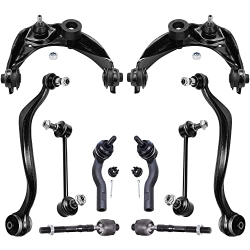 Image of Detroit Axle - Front Lower Upper Control Arms w /Ball Joints Inner Outer Tie Rods Sway Bar Links Replacement for 2003-2007 Mazda 6