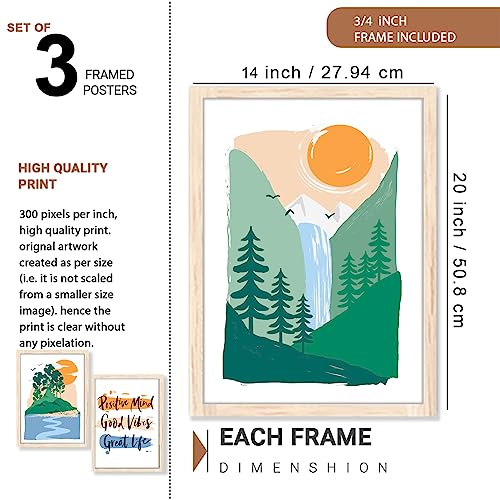 Image of NoWorries Minimalist mountains illustration art wall deocr paintings for wall decoration, Paintings for living room, bedroom and office (Theme-Minimalist) Set of 3 (Art-7, 13x19inch)