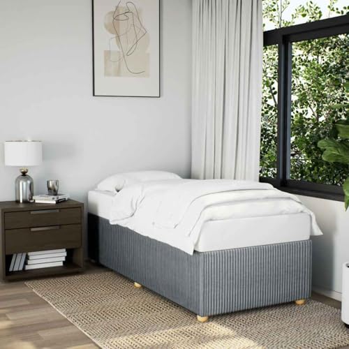 Hoopleep Hellgrau Bettgestell, 90x200 cm Stoffbett mit Lattenrost, Modernes Einzelbett ohne Matratze, Stabile Holzwerkstoff-Konstruktion, Komfortables...
