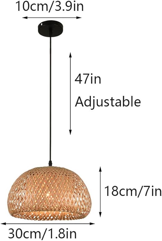 MODEBHD Rotan kroonluchters, handgeweven rieten koepel hanglamp, open geweven lampenkap, hangende verlichting met verstelbaar, voor hotel koffie restaurant bar decor photo 3