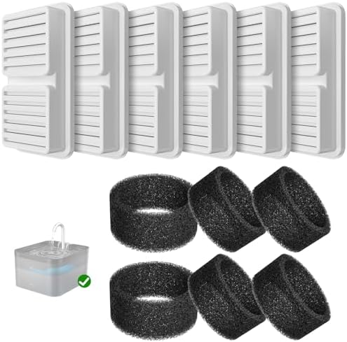 PawPoll Filtros para Fuente para Gatos, 6 Filtros + 6 Esponjas