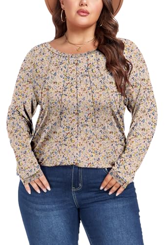 Women's Plus Size Shirts Long Sleeve Dressy Casual Tops Blouses Fashion Pleated Tunics3