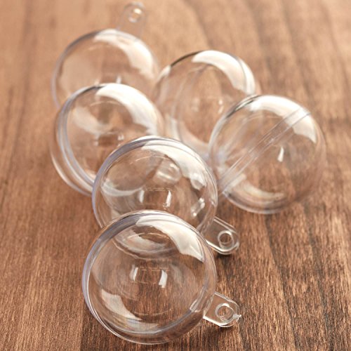 Pack of 12 Clear Acrylic Fillable 30mm Ball Ornaments - Transparent Plastic Craft Ornaments for Christmas, Wedding Favors, and Everyday Decorations