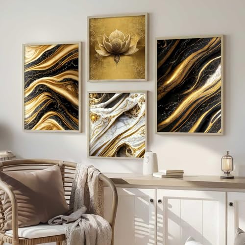 Image of kotart Aesthetic Modern Wall Decor Paintings with Frame for Home Decoration - Painting for Living Room Bedroom - Painting for Wall Decoration Set of 4 (Art 3, Big (13x17 or 13x13 inch))