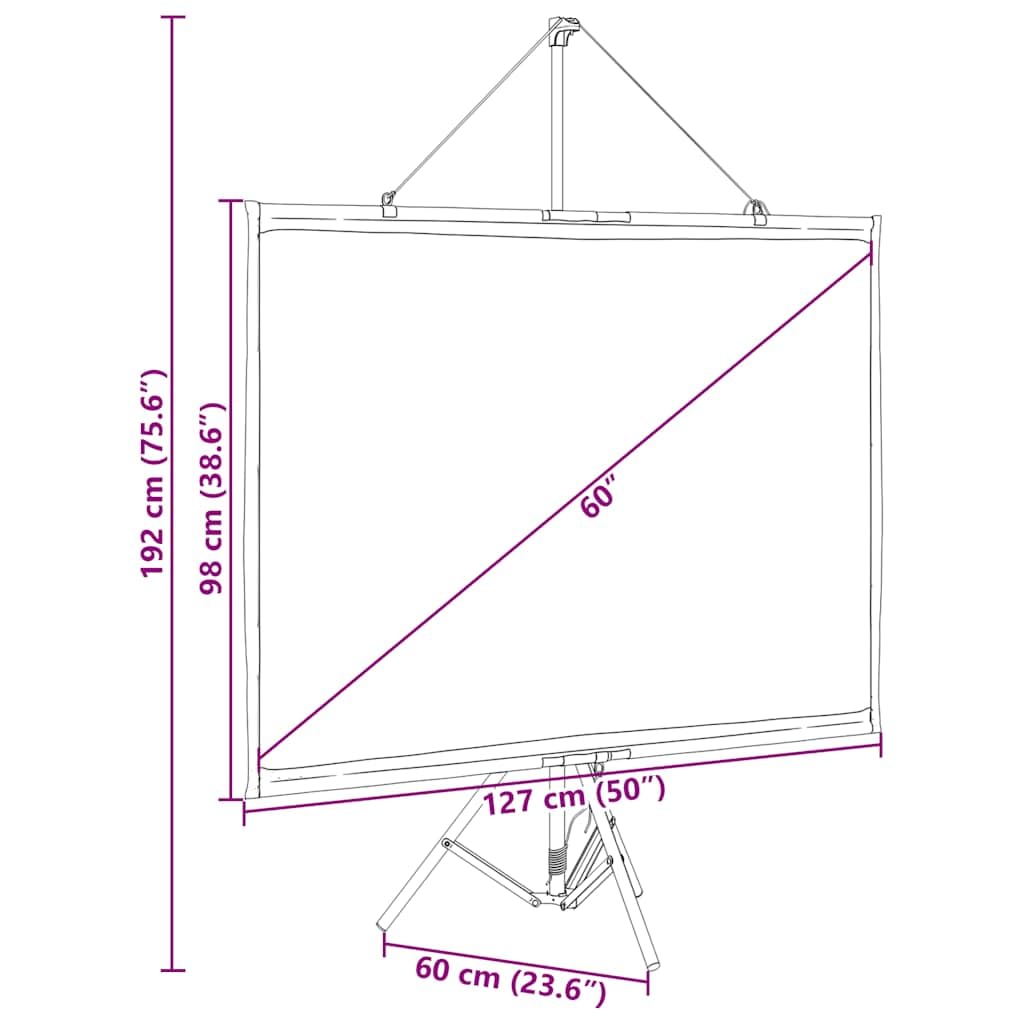 Tidyard Schermo di Proiezione con Treppiede 60 Pollici 4:3,Schermo Proiettore con Supporto Portatile,Tela di Proiezione Portatile,Schermo Proiettore Treppiede,Home Theatre,Film all’Interno e Esterno