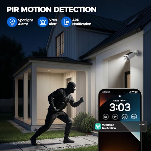 AlkiVision Solar Security Cameras Wireless Outdoor - 2K Night Color Vision Cameras for Home Security, AI Motion Detection, 360° View, Spotlight, 2-Way Audio, Siren, IP67 Waterproof, SD/Cloud Storage - image 3