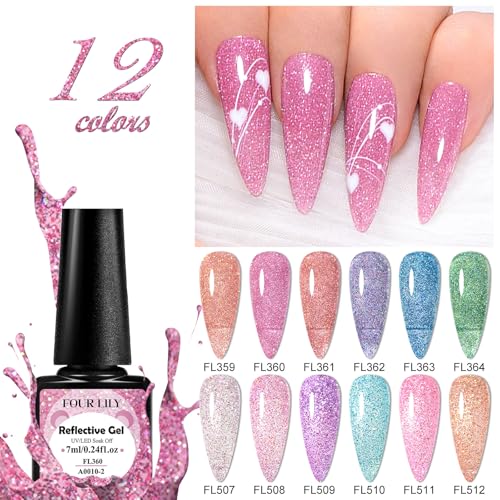 Set de 12 esmaltes de gel con brillo reflectante miniatura 2