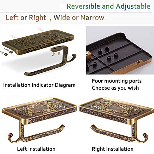 Fredysu Bronze Toilet Paper Holder, Antique Brass Toilet Paper Towel Holder, Premium Wall Mounted Bathroom Paper Holde With Shelf And Hook #TOP3