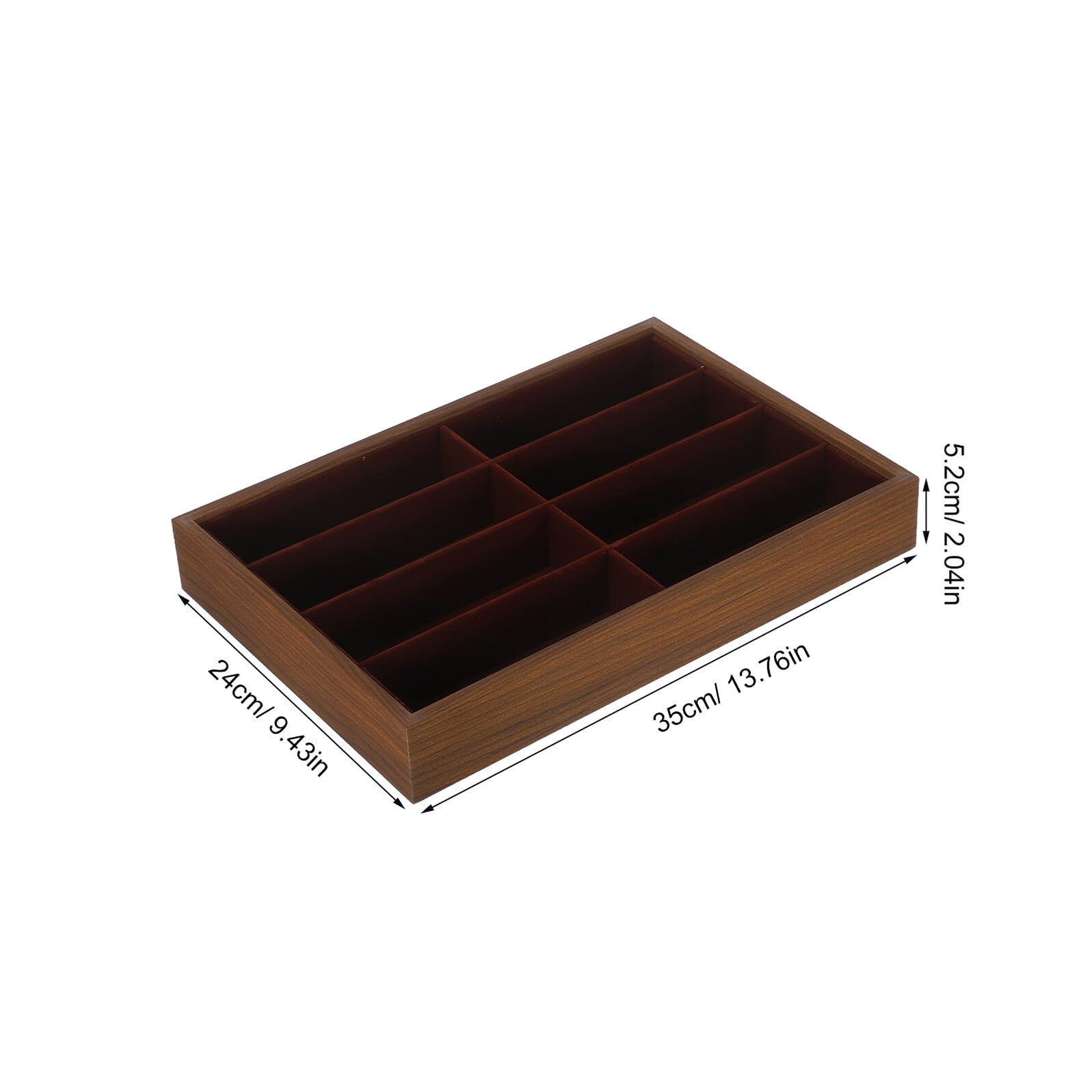 Gatuida Bandeja Organizadora de Gafas para Almacenamiento Elegante de Madera 8 Compartimentos y Base Antideslizante, Estuche Ligero y Espacioso en Escritorio