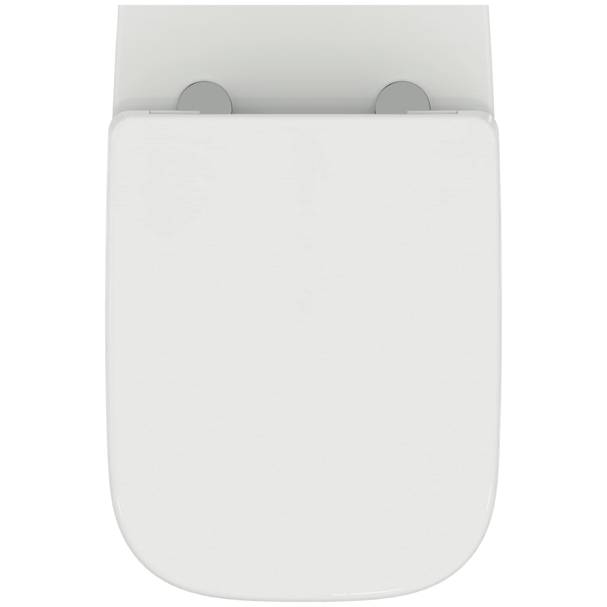 Ideal Standard - i.life B, RimLS+ WC suspendido sin borde completo con tapa de inodoro de cierre lento, E-packaging dedicado al transporte de cerámica, Blanco