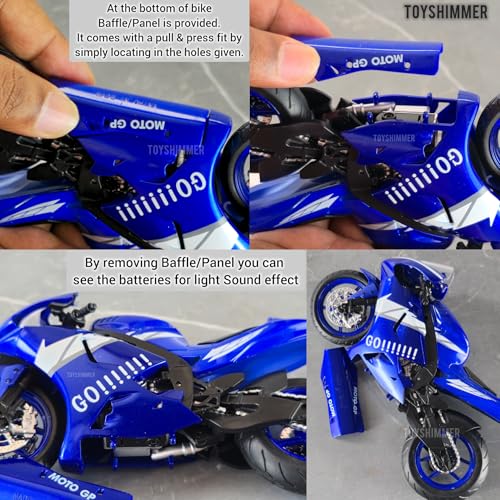 Image of Moto GP 46 Practice Track Bike dyecast Motorcycle with Light & Sound,1:12 Scale, Blue Color