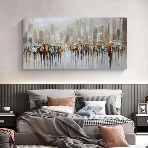 Impression photo peinture sur toile pour habiller un mur vide tableau de ville pluvieuse 30x60 - 3