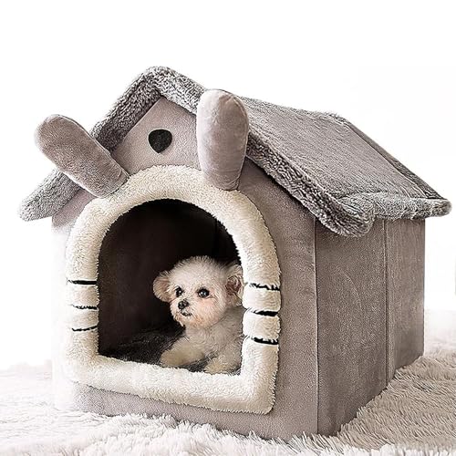 Bolivia's Dog House, Grey 45x45x40cm Foldable Durable Dog House, Easy To Maintain Pet Products Basket Puppy Cave Sofa, Kennel Bed Mat for Small Medium Dogs Cats Winter Warm Chihuahua Cat Nest