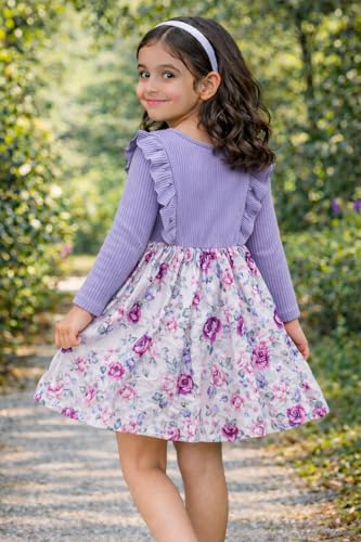 Image of Buy & Try by Dharmikaay Girl's Lycra Floral Printed Frock Dress for Girls Short Frock Baby Princess Western Dresses| Stylish Fancy Kids Clothing for New Year, Fashion.