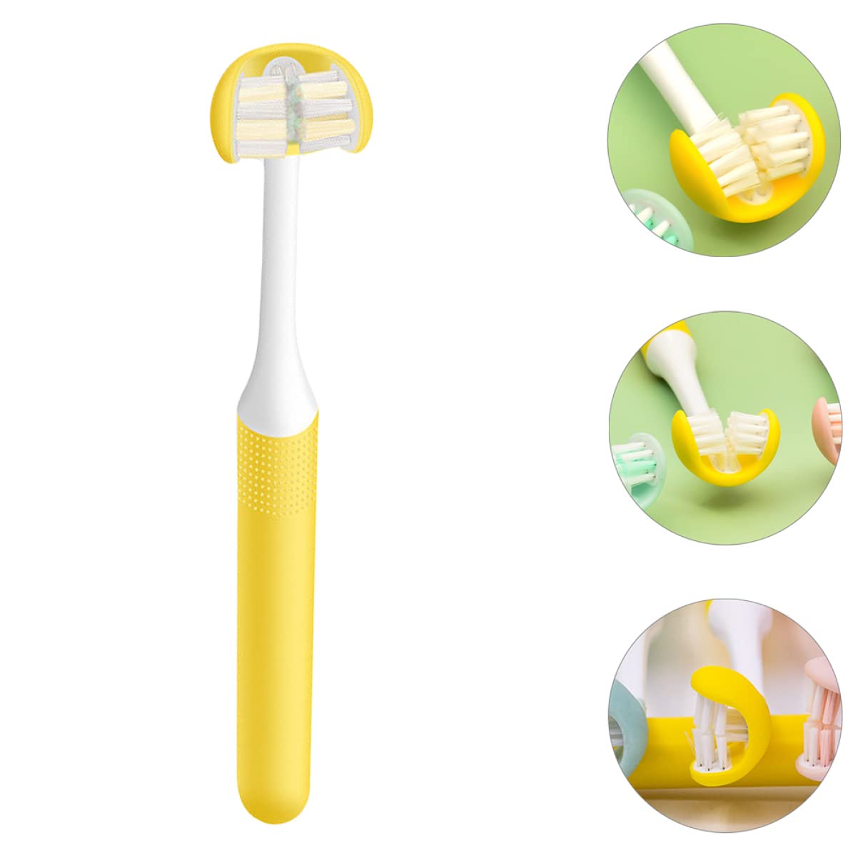 Spazzolino Manuale Adulto a Tre Lati Giallo Pp 3 Testine | Design Wrap-around, Cura Orale Quotidiana, Struttura Leggera per Uso Adulto
