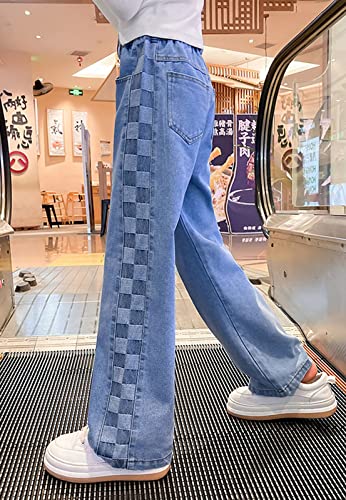 Betusline Girls' Elastic Waist Wide Leg Jeans, 3-13 Years4