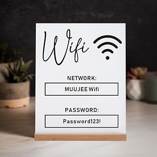 WiFi Pattern Password Sign for Home White Acrylic Table WiFi Pattern Sign Acrylic WiFi Pattern Sign Centerpieces Decoration for Home Business and Guests