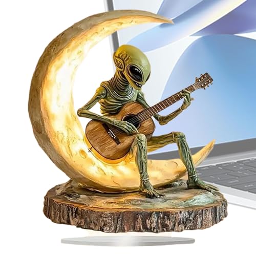 Hogvinnatil Alien Figures, Alien Statues for Home, Alien Garden Statue, Alien Figure, Desk Station, Gardening, Collectible Figures, Acrylic Moon Guitarist Sculptures, Indoor and Outdoor