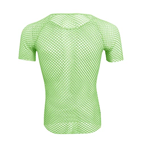 ABAFIP Men's Short Sleeve Fishnet Shirt Mesh Sheer Tank Top Muscle T-Shirt Undershirt Rave Clubwear2