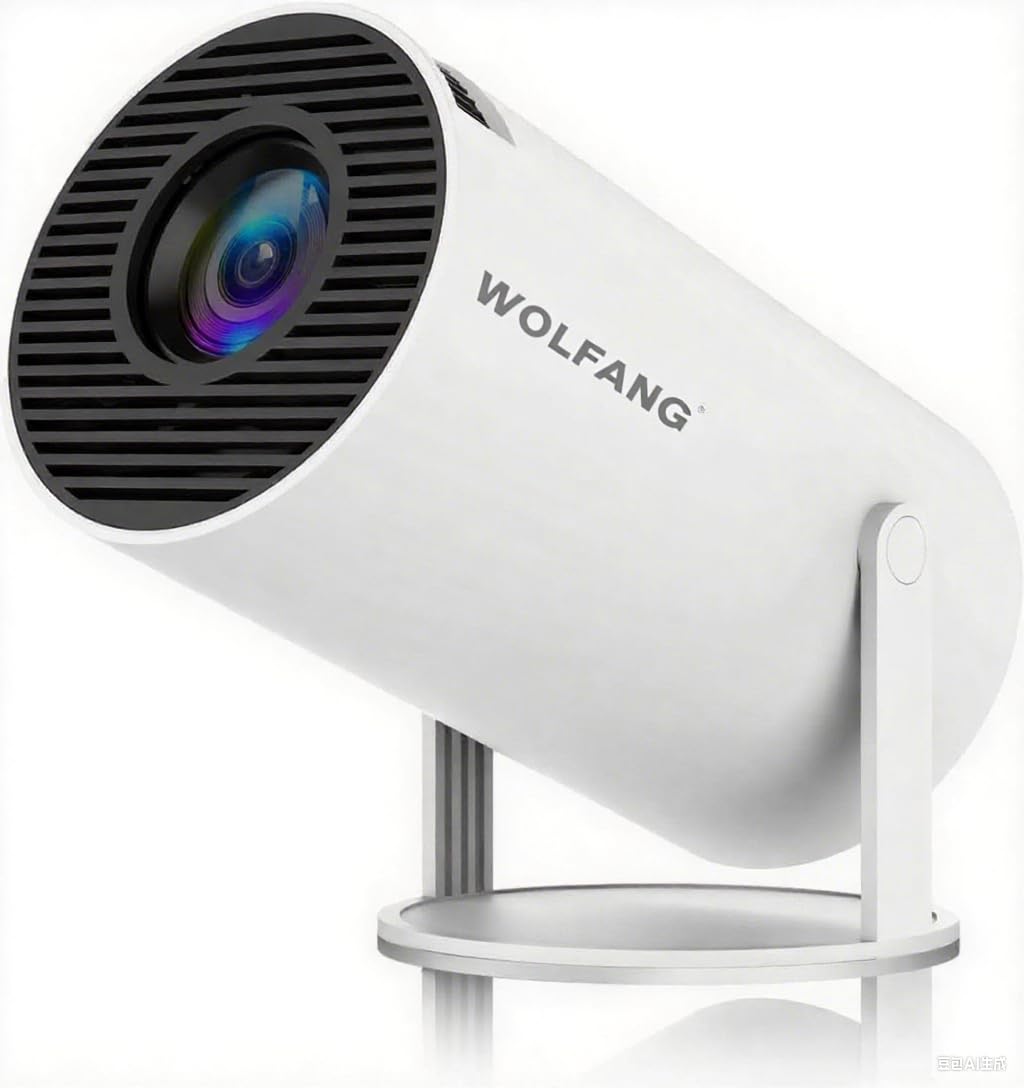 [App integrate e Android 11.0] Proiettore portatile WOLFANG 20000 Lux 4K supportato rotazione a 180° e Keystone automatico, compatibile con TV Stick/Windows/iOS/Android/HDMI/USB (1080P)