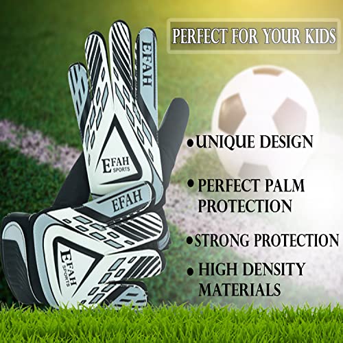 Efah Sports Soccer Goalkeeper Gloves For Kids Boys Children Youth Football Goalkeeping Goalie Glove With Strong Grip Palms (Size 4 Suitable For 6 To 9 Years Old, Grey/White) #TOP5