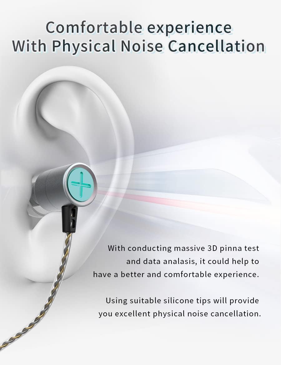 keephifi Astrotec Vesna Wired Earbuds with Microphone Tiny Earbuds in Ear Monitor with LCP Diaphragm Portable Earphones Noise Cancelling Earbuds Neutral Balanced Sound for Sport (Silver with Mic)