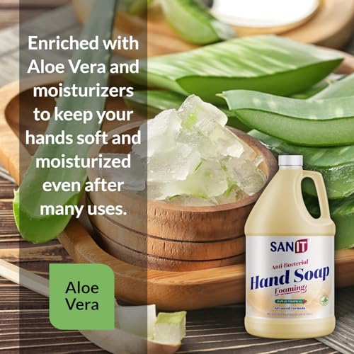 Image of Sanit Antibacterial Foaming Hand Soap Refill - Advanced Formula with Aloe Vera and Moisturizers - All-Natural Moisturizing Hand Wash - Made in USA, Hawaii Tropical, 1 Gallon