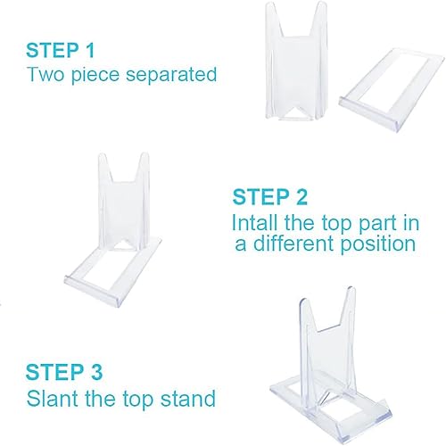 Miniatura 6 de Soporte de placa de acrílico, soporte de plástico ajustable para platos decorativos, soporte decorativo para exhibir fotos o placas, suministros de