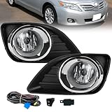 Nioboee Fog Lights Compatible With 2010 2011 Camry Front Bumper Lights w/H11 12V 55W Bulbs Clear Lens Wiring Harness and Switch Left Driver and Right Passenger Side Fog Lamps