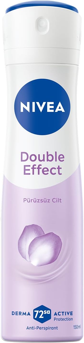 NIVEA Kadın Sprey Deodorant Double Effect 150ml, 72 Saat Anti-perspirant Koruma, Alkolsüz, Pürüzsüz Cilt, Doğal Avokado Özleri