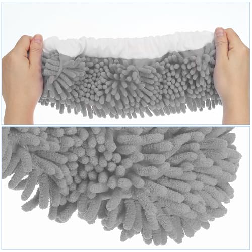 Image of MECCANIXITY Mop Slippers Washable Microfiber Floor Cleaning Shoes Cover Chenille Duster Foot Socks Tools for House Clean, Dark Grey 8 Pack