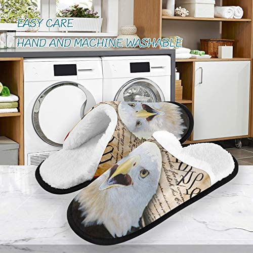 visesunny American Flag Animal Eagle Slippers for Women Mens Winter Warm Memory Foam Cotton Home Slippers Soft Plush Fleece Slip on House Slippers for Girls Indoor Outdoor Shoes3
